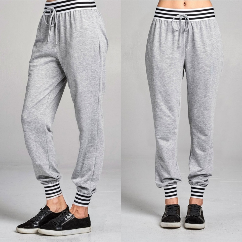 STRIPED BANDED GRAY JOGGERS